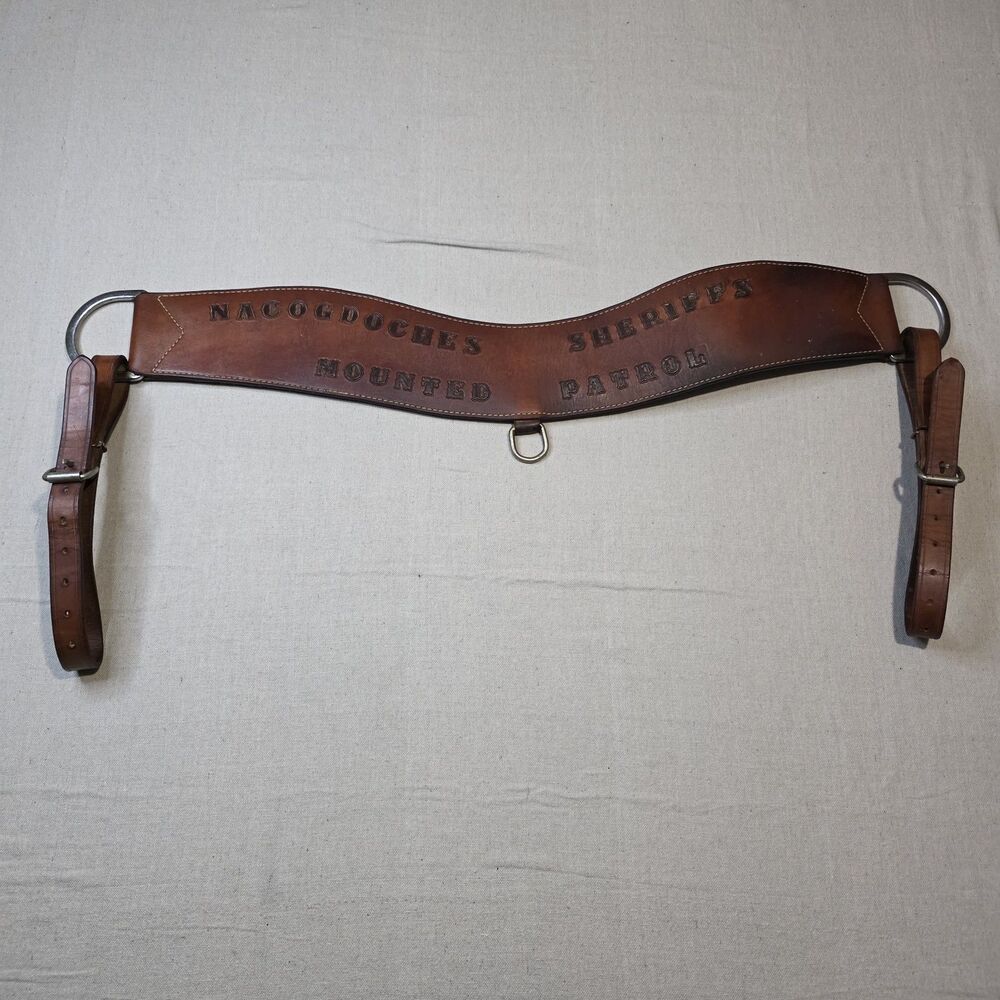 Vintage Custom Tooled Nacogdoches Sheriffs Mounted Patrol Leather Breast Collar